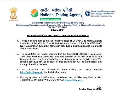 CSIR NET Postponed